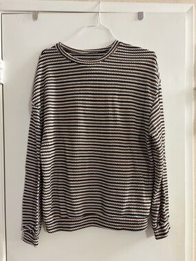 SHEIN Brown & Cream Striped Knit Sweater